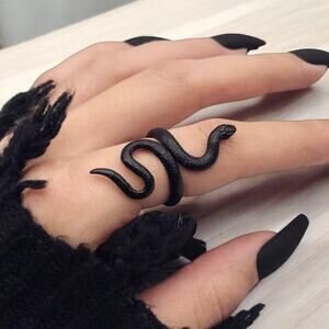 Black Adjustable Snake Ring